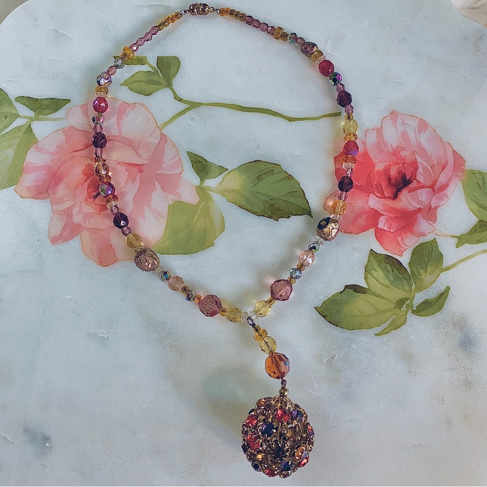 Rhinestone Multicolor Statement Necklace - image 3